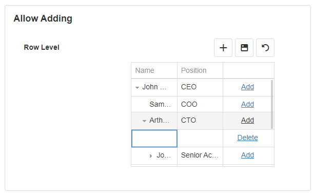 Allow Adding Row