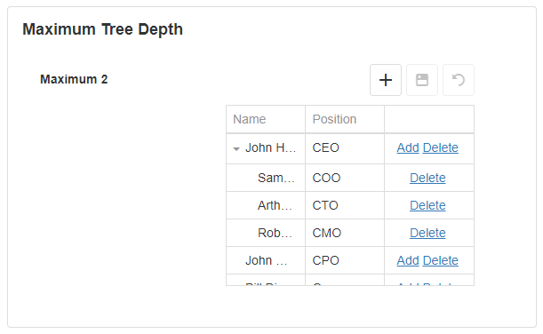 Maximum Tree Depth Add Delete