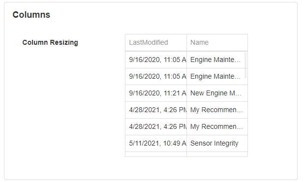 Column Resizing