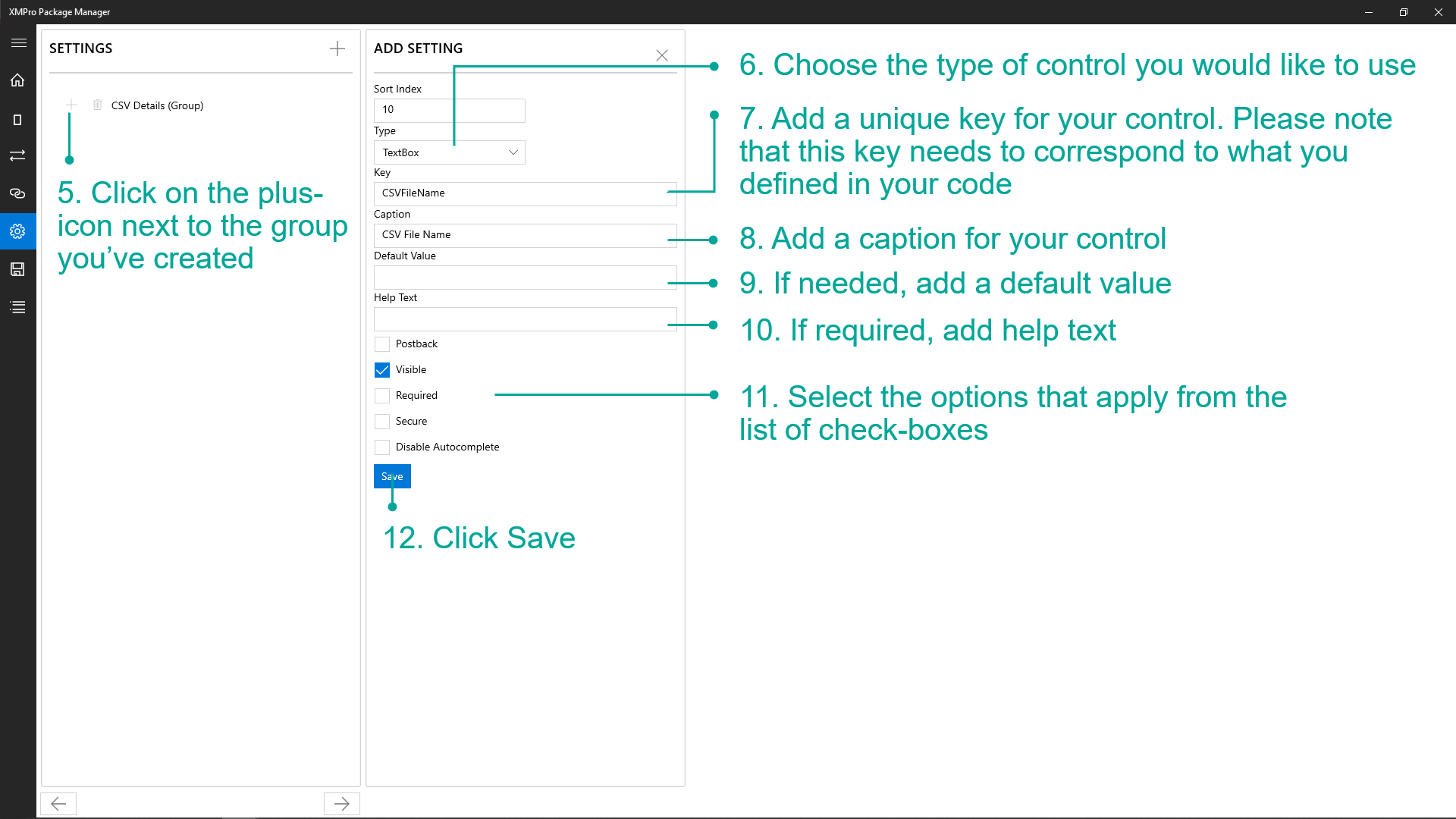 Adding a setting