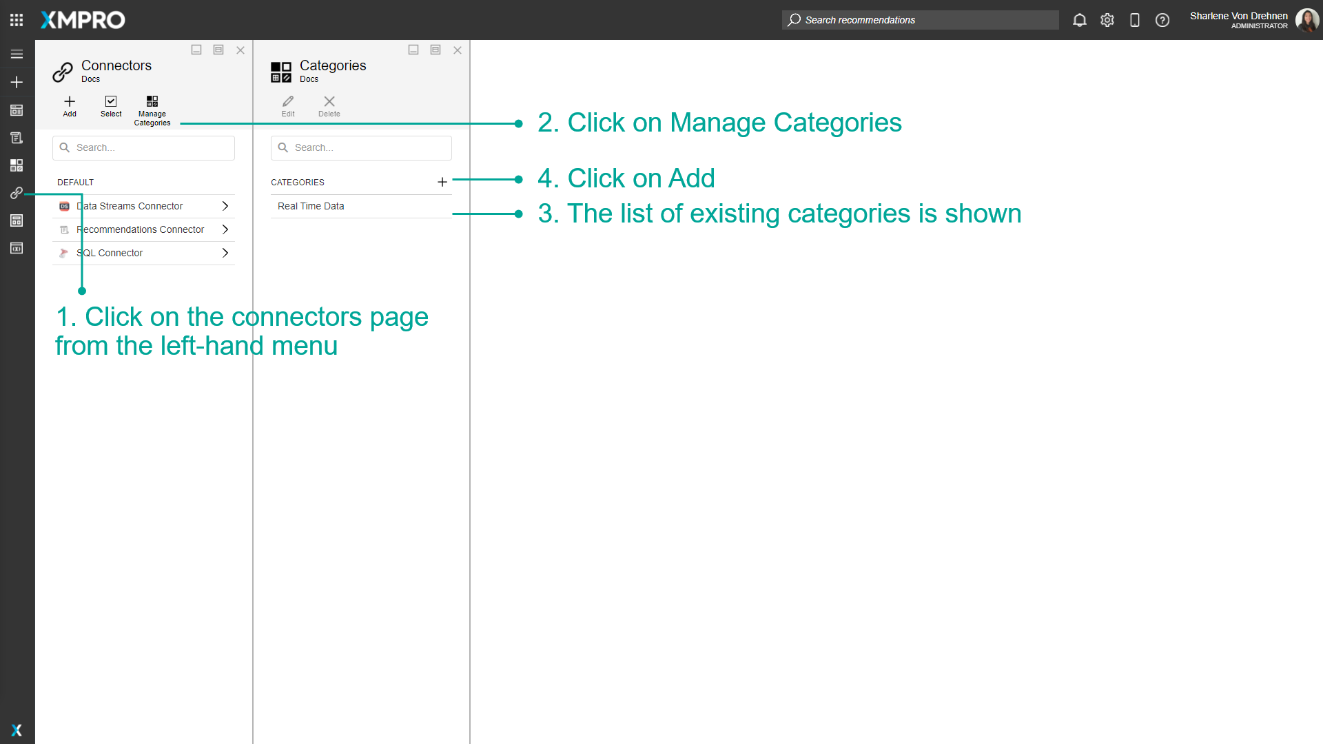 Manage connector categories