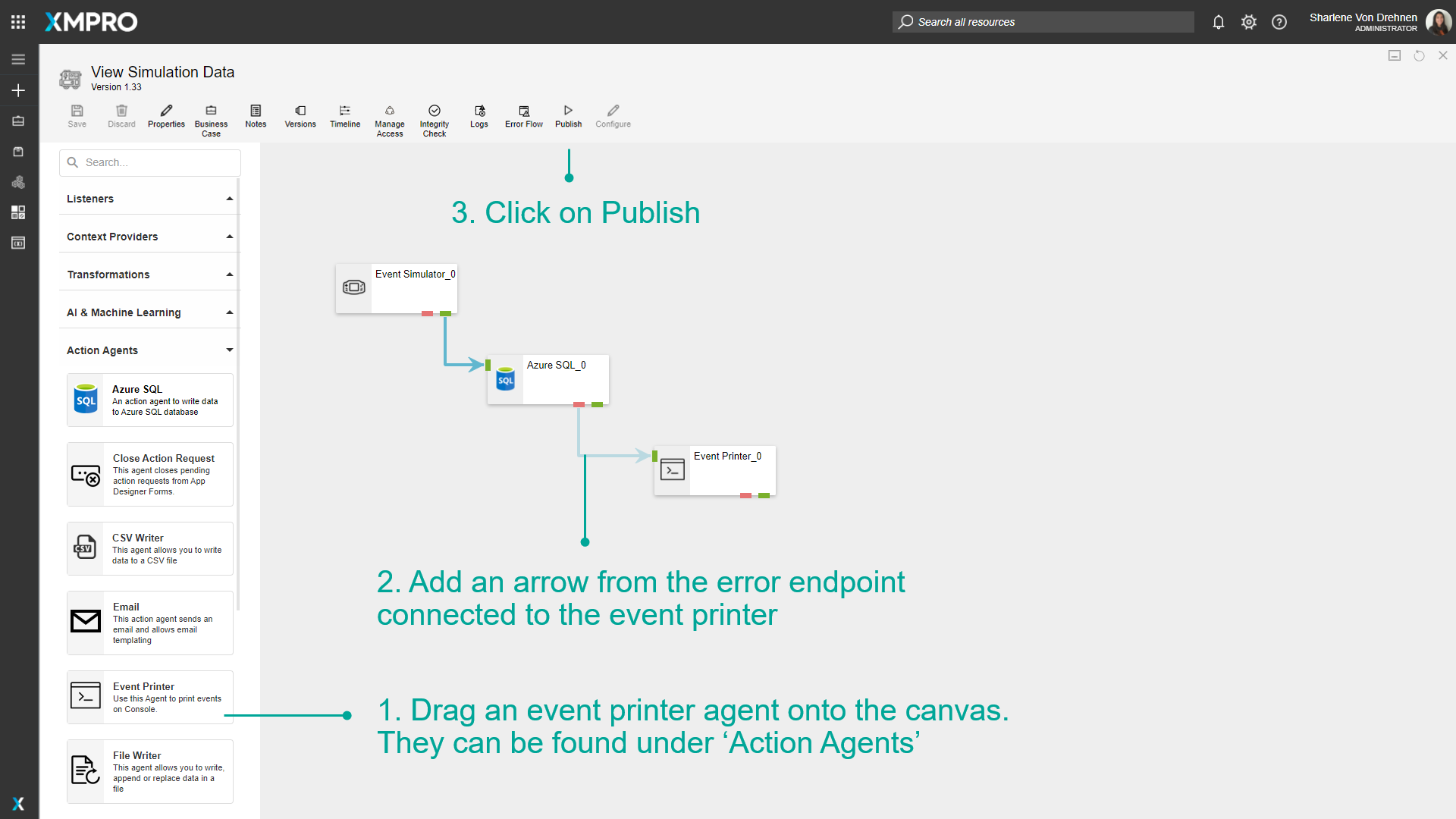 Using Event Printer to capture errors from error endpoints