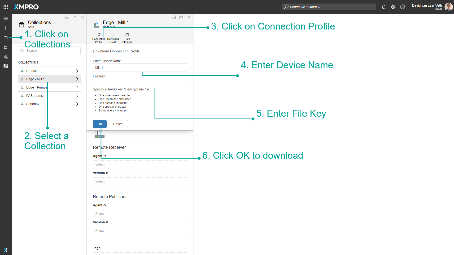 Fig 1. Steps to Set Up a Connection Profile