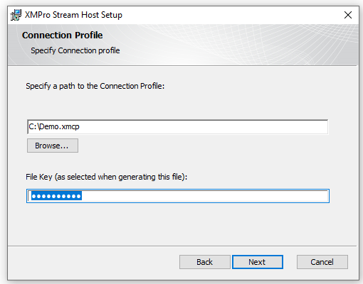 Connection profile configuration