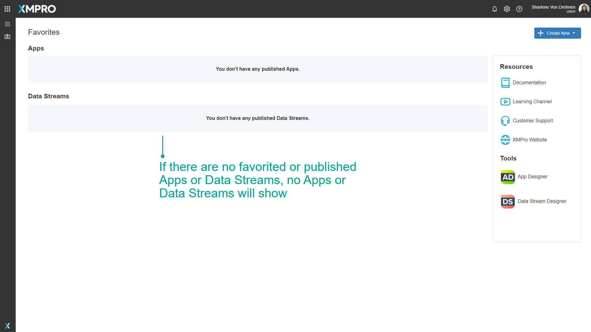 Favoriting Apps and Data Streams - Empty
