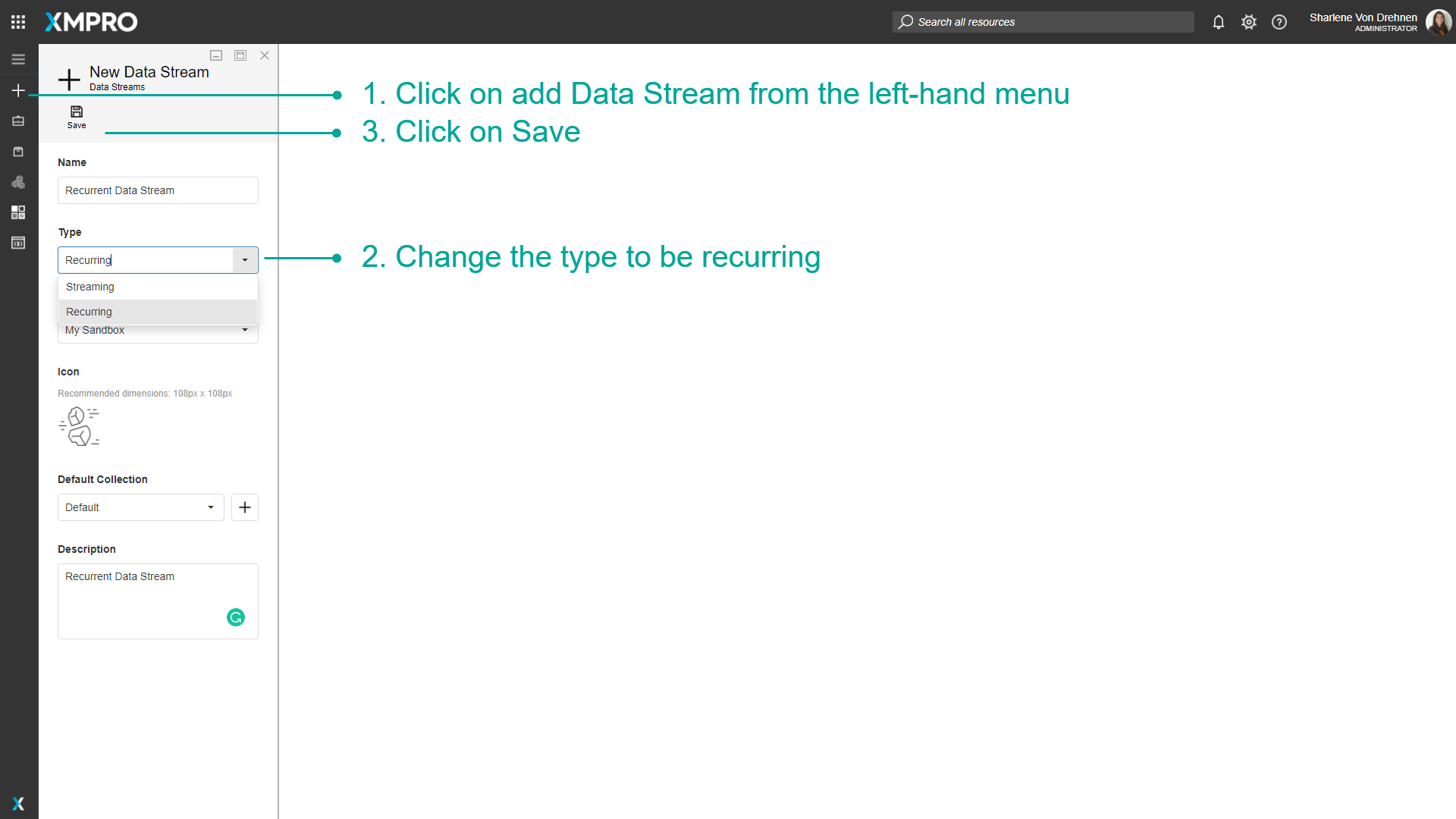 Create Recurrent Data Stream