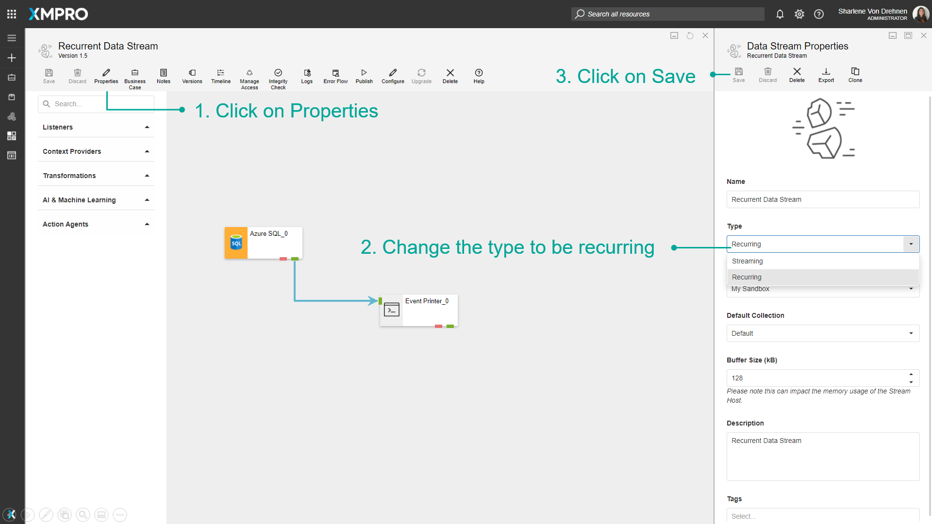 Change to Recurrent Data Stream
