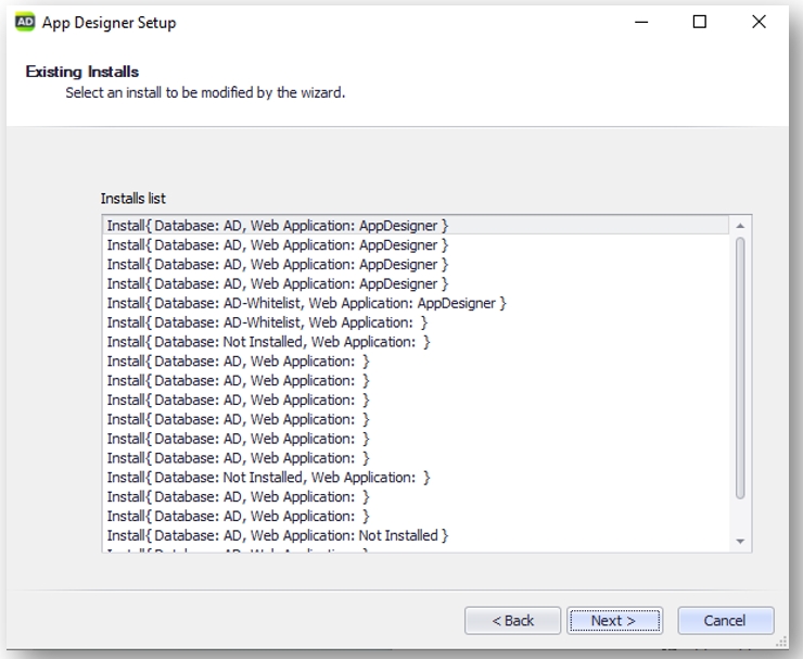 Cancel App Designer Setup