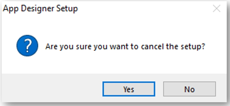 Confirm Cancel App Designer